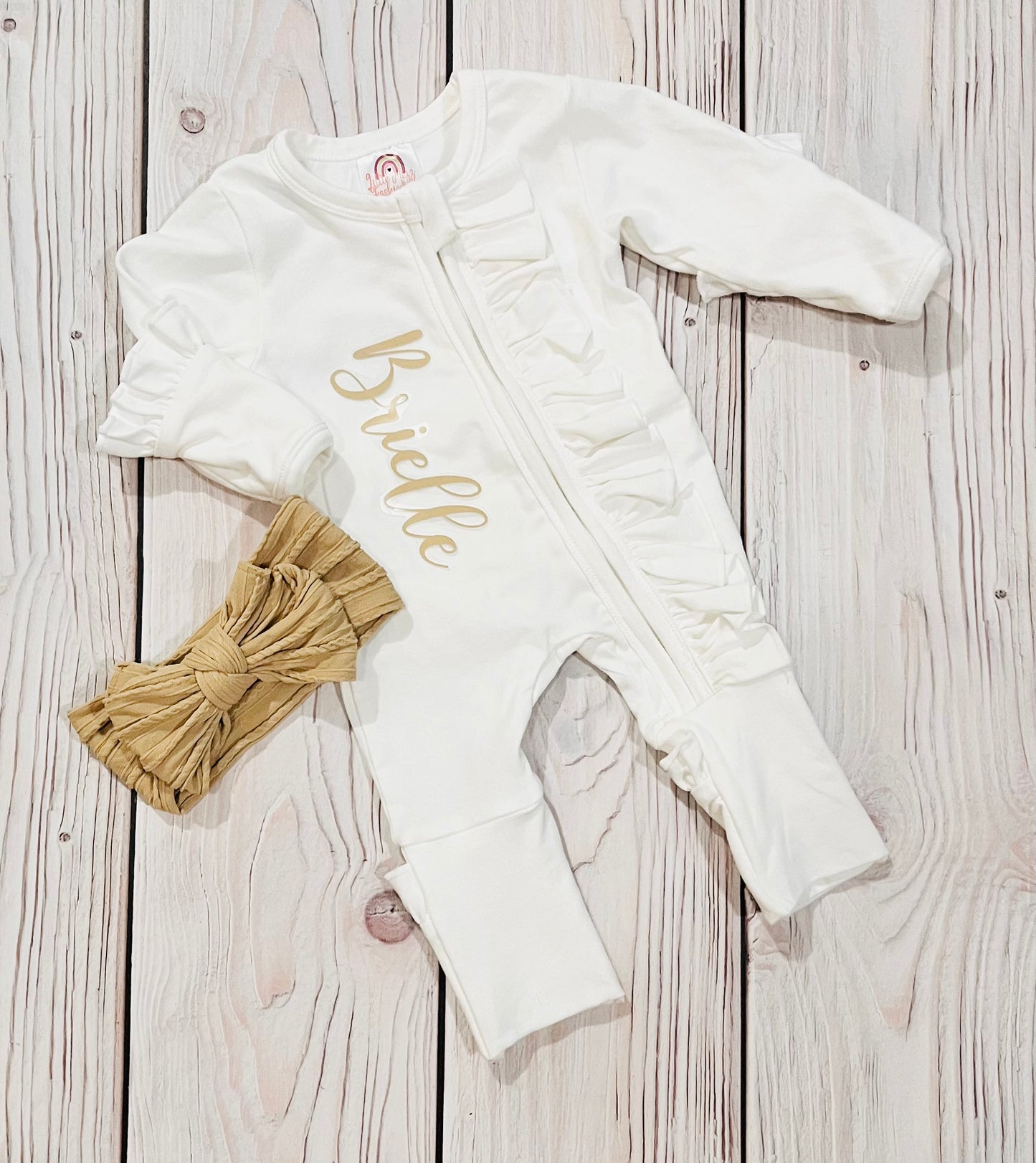 Cream Footies+headband