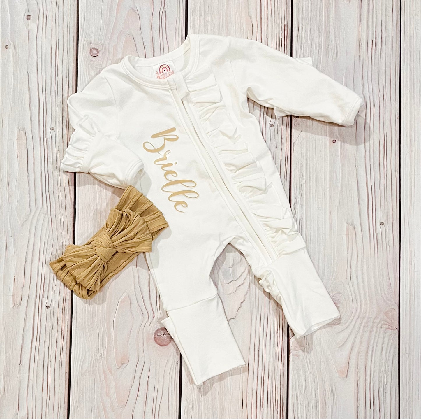 Cream Footies+headband