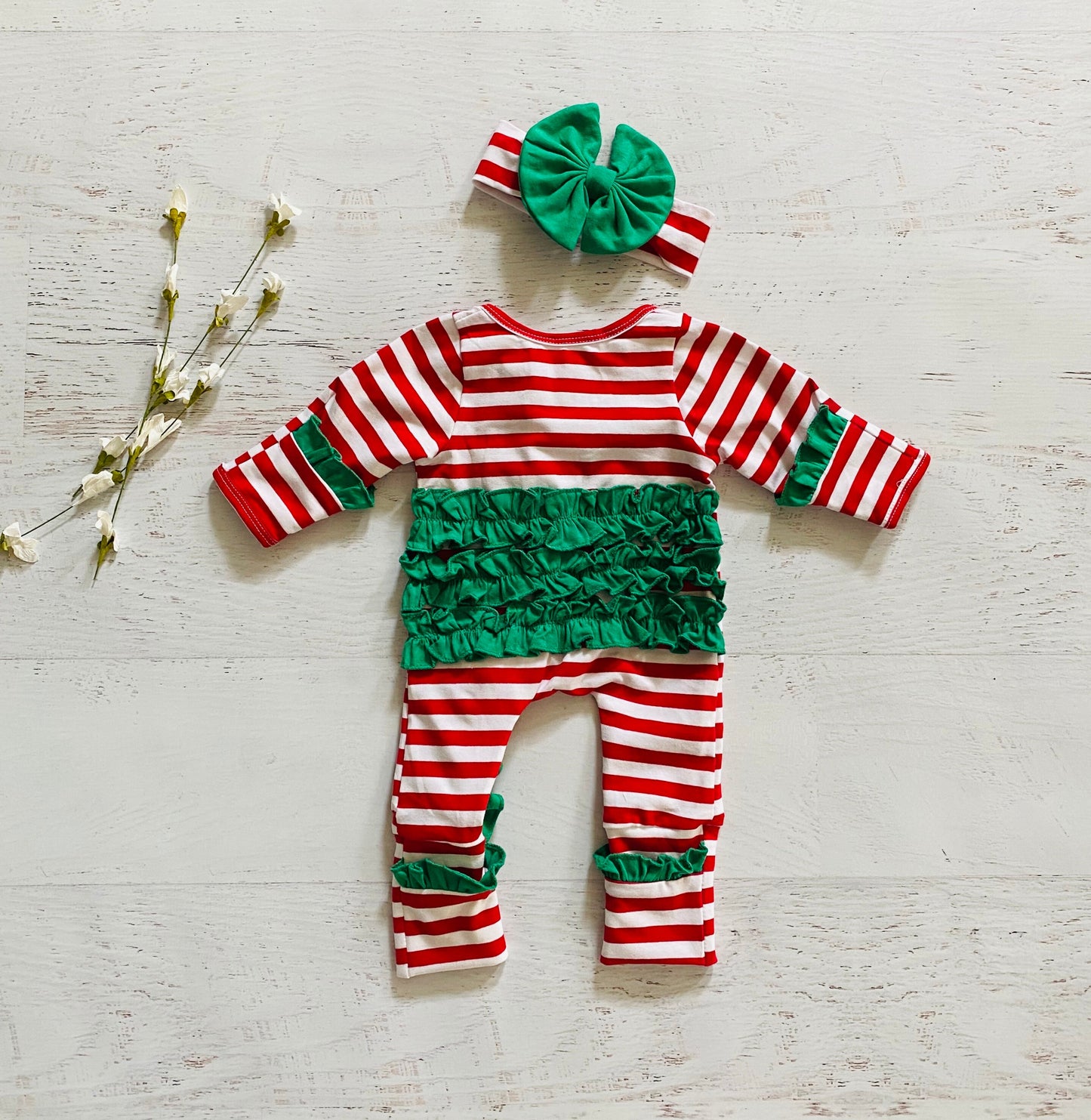 Baby girl Christmas footies romper