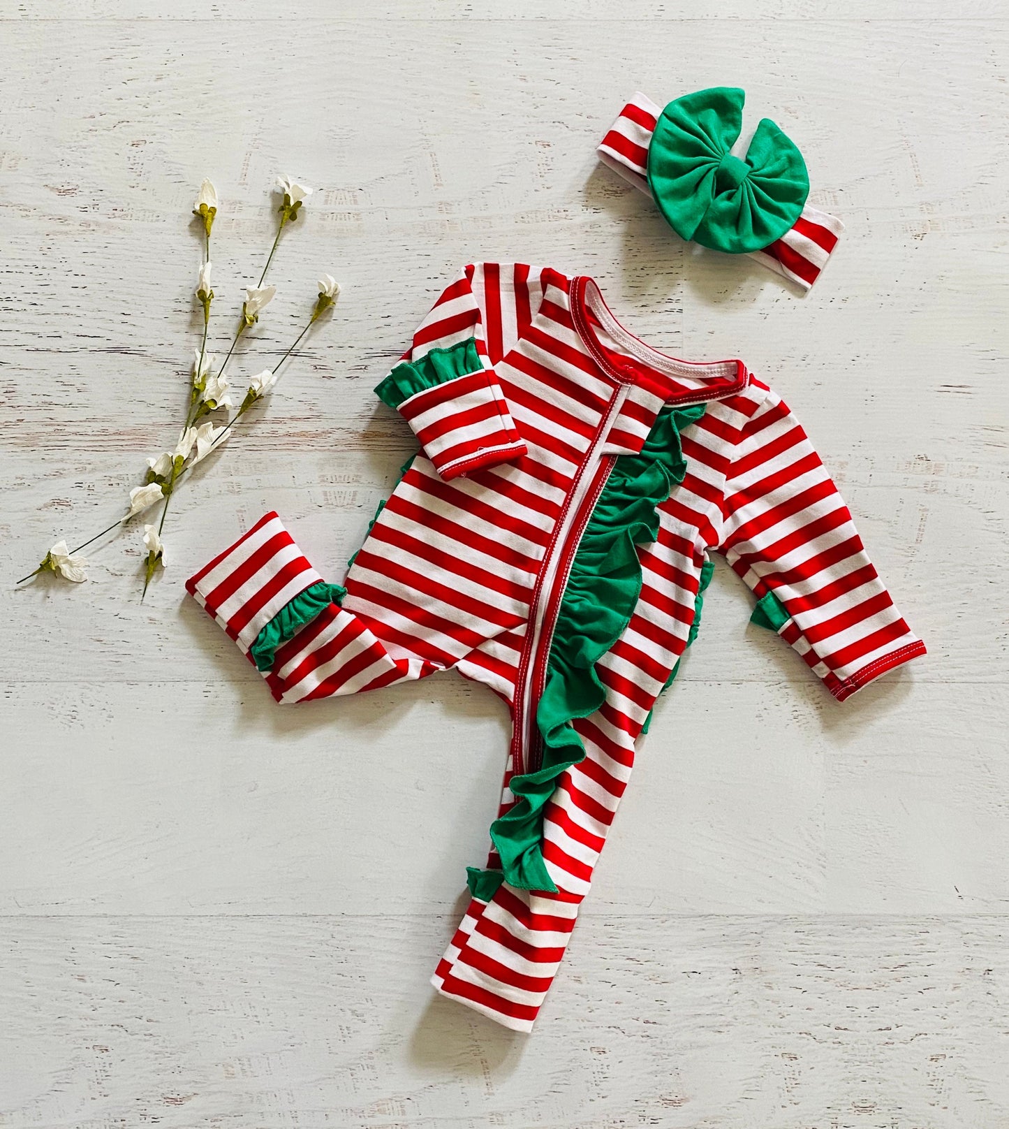 Baby girl Christmas footies romper