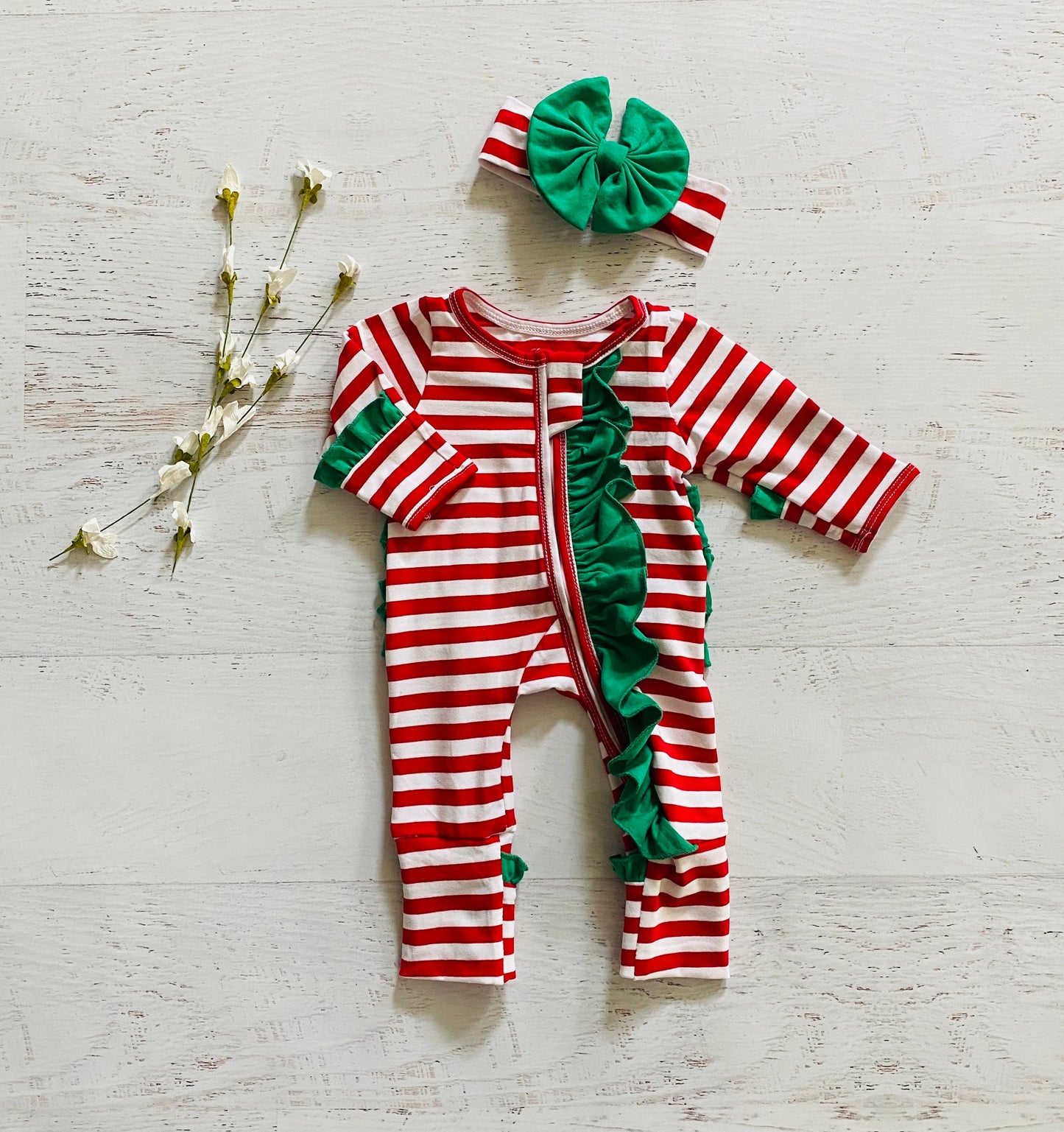 Baby girl Christmas footies romper