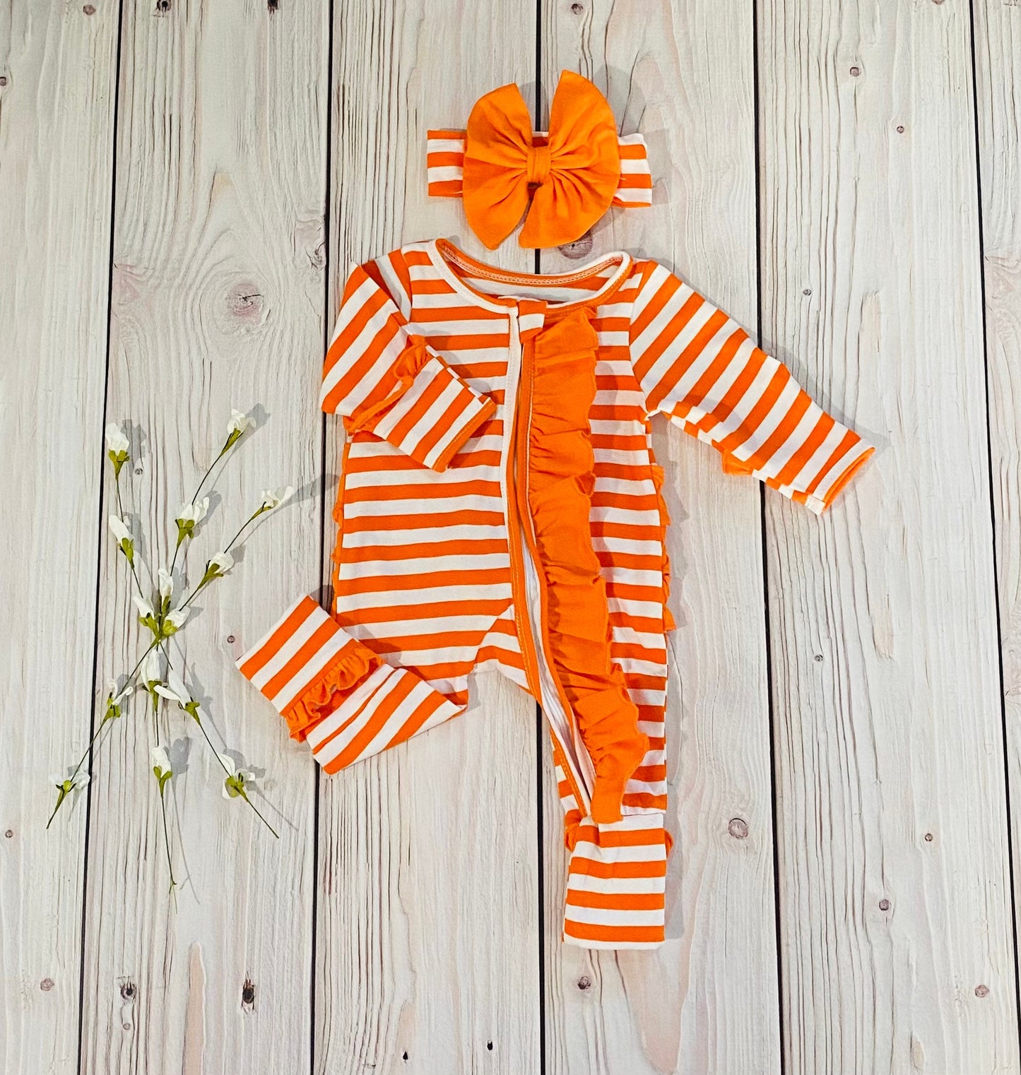 orange striped footies