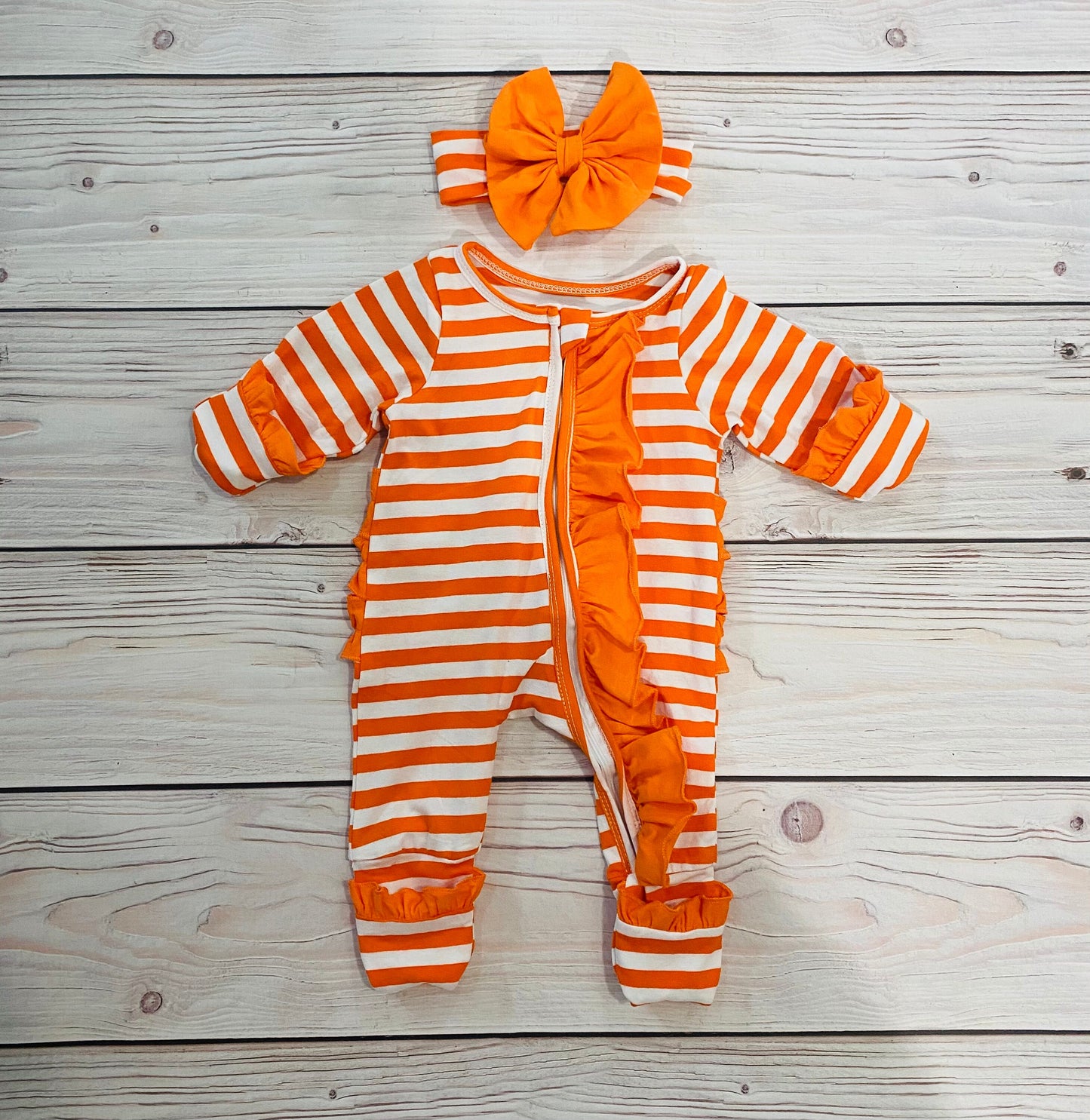 orange striped footies