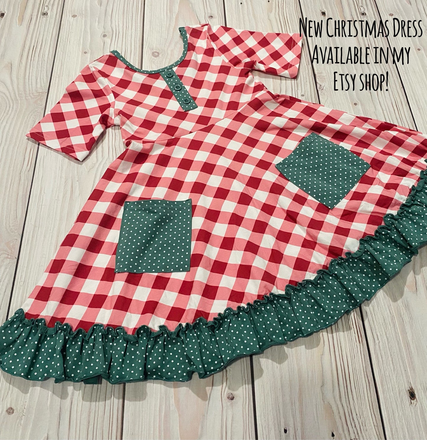 Green plaid Christmas dress, Christmas plaid dress, Green plaid holiday dress, Christmas dress, Christmas twirl dress, ruffled dress