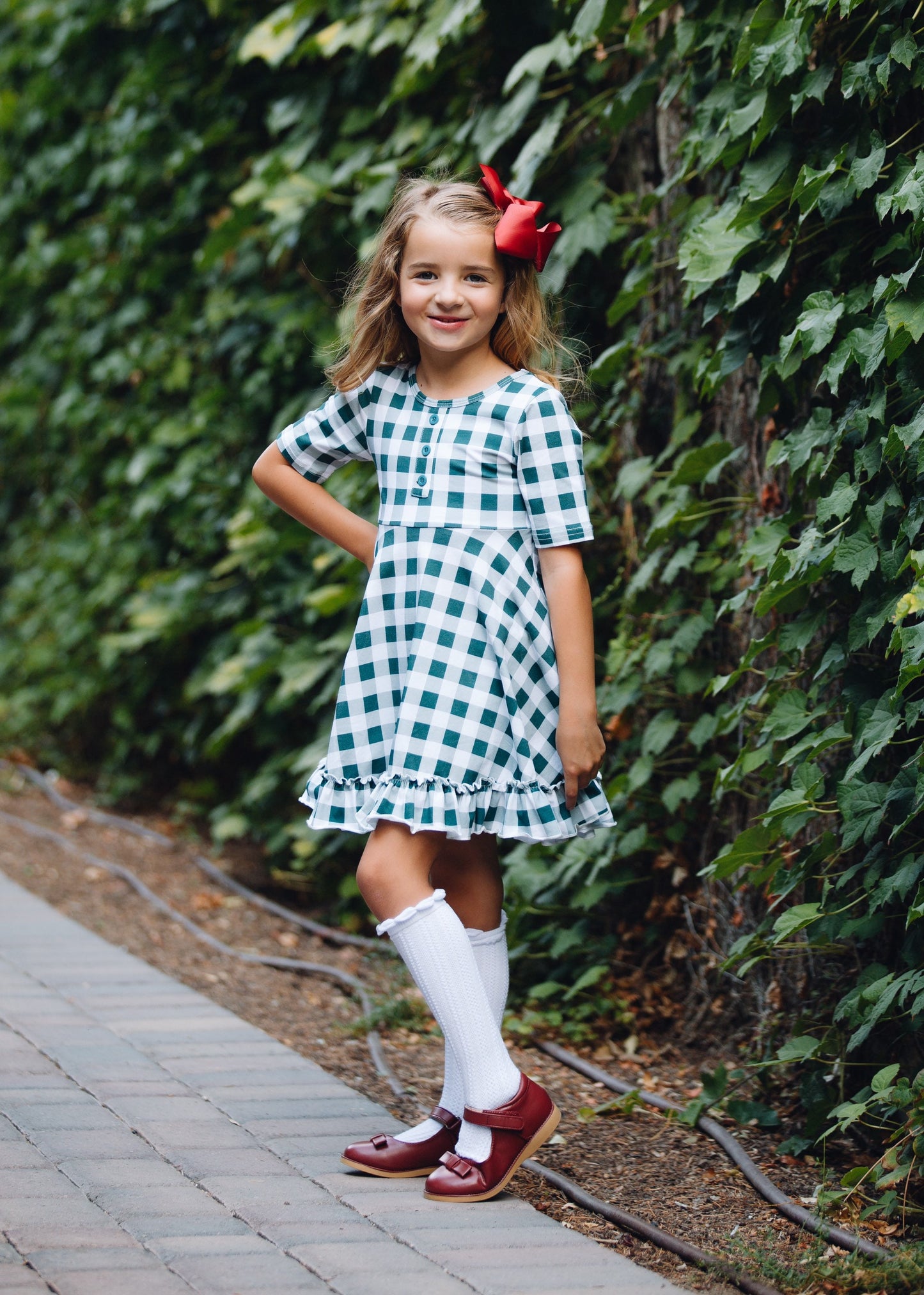 Green plaid Christmas dress, Christmas plaid dress, Green plaid holiday dress, Christmas dress, Christmas twirl dress, ruffled dress