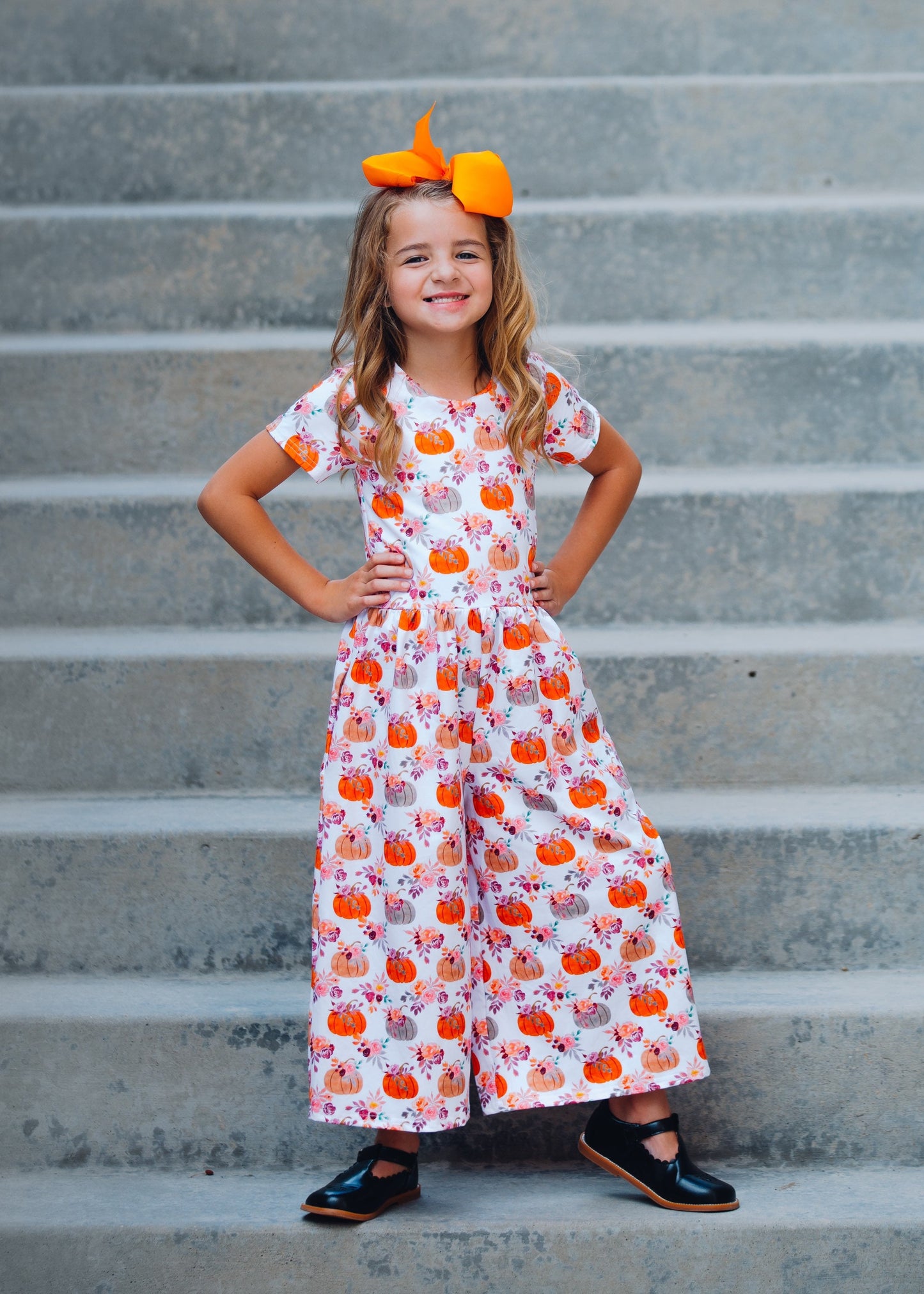 Girls pumpkin romper