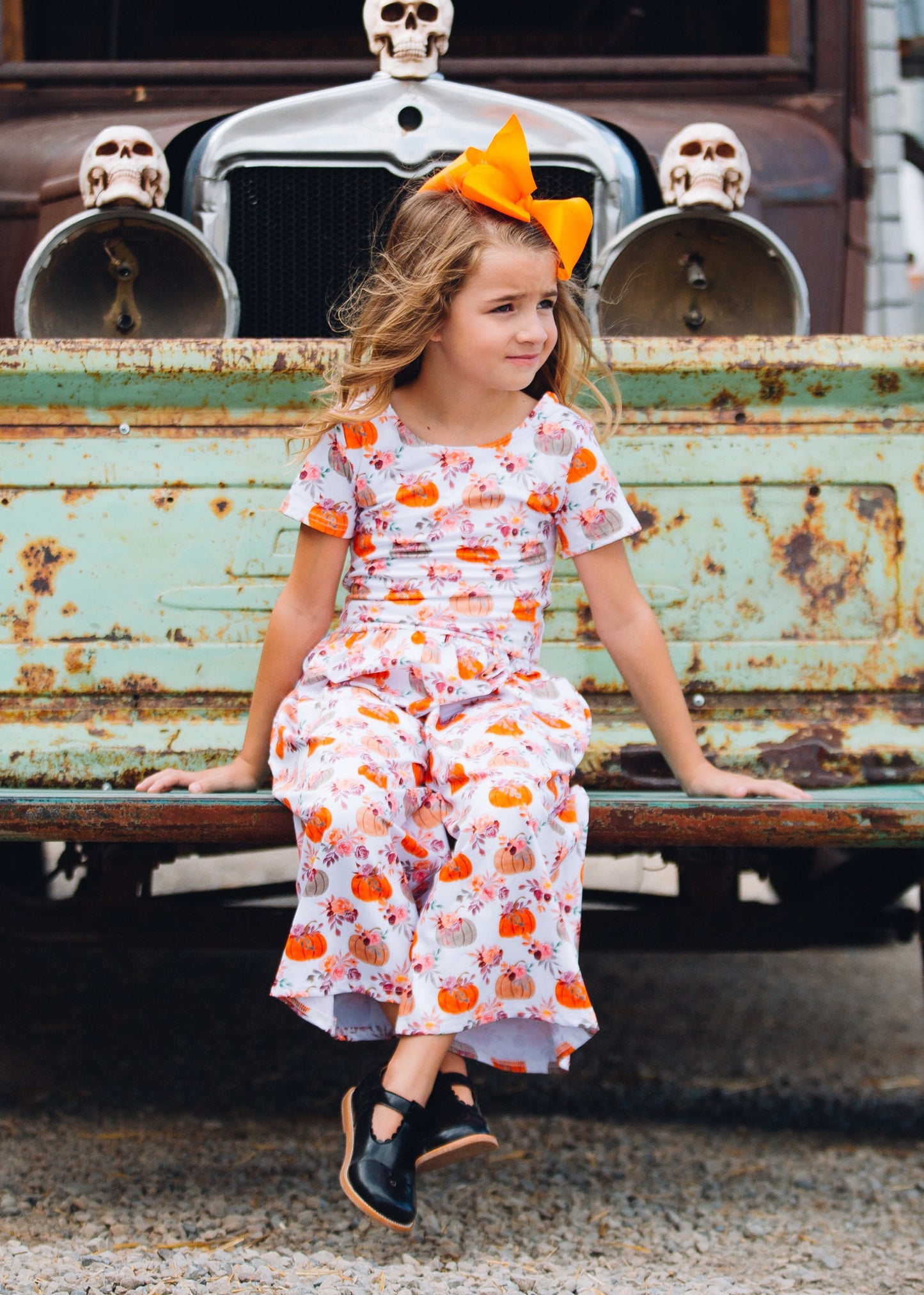 Girls pumpkin romper