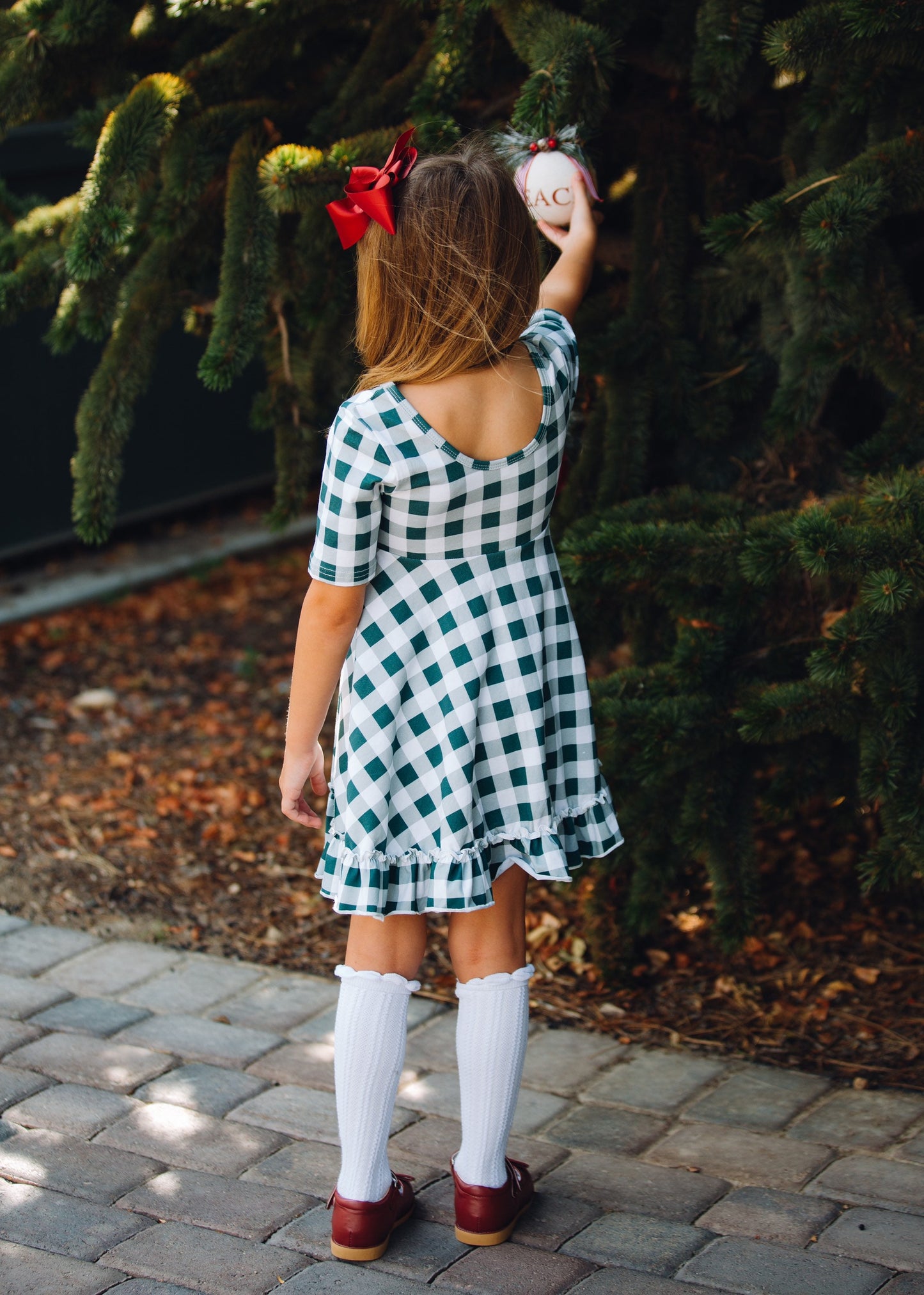 Green plaid Christmas dress, Christmas plaid dress, Green plaid holiday dress, Christmas dress, Christmas twirl dress, ruffled dress