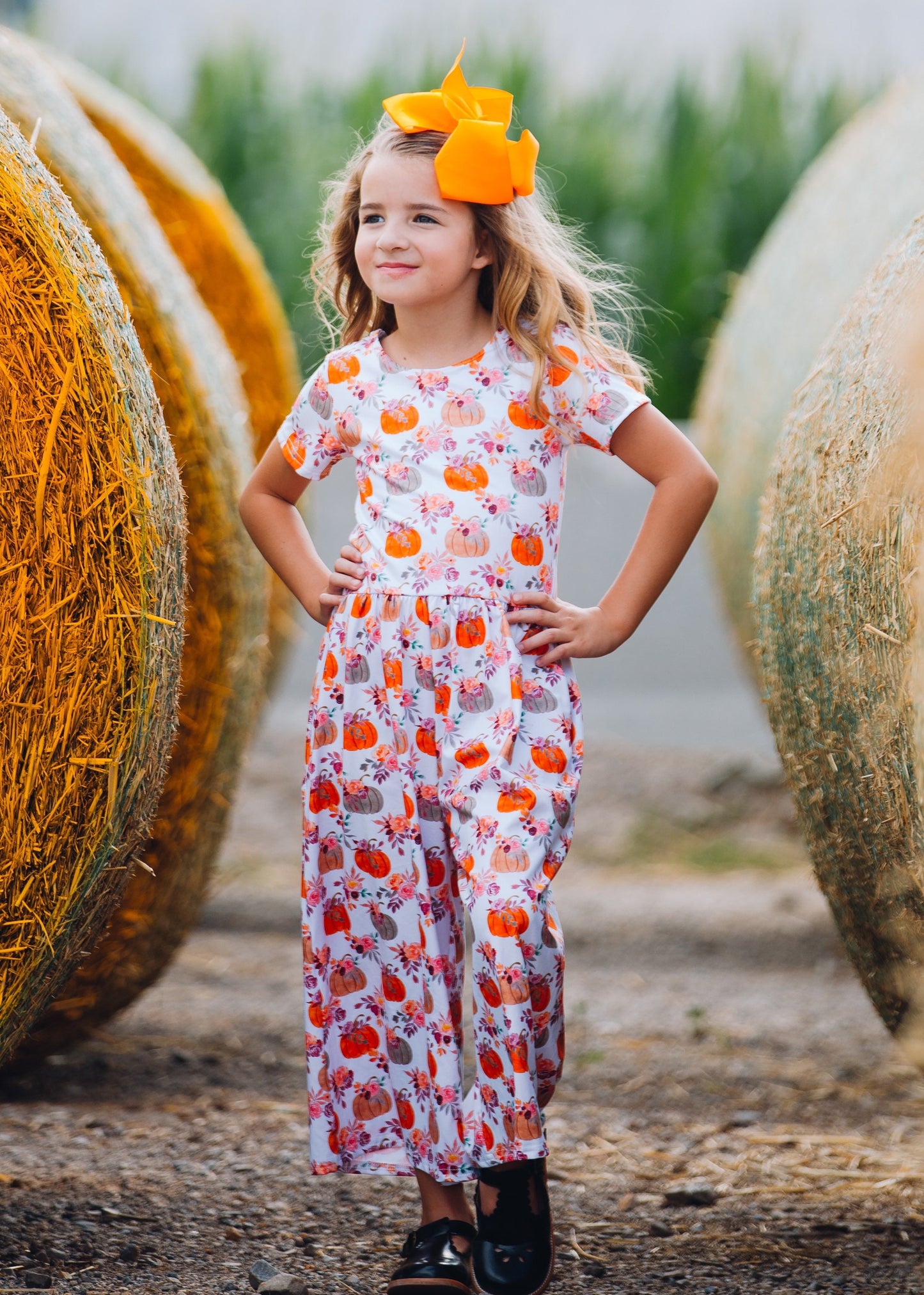 Girls pumpkin romper