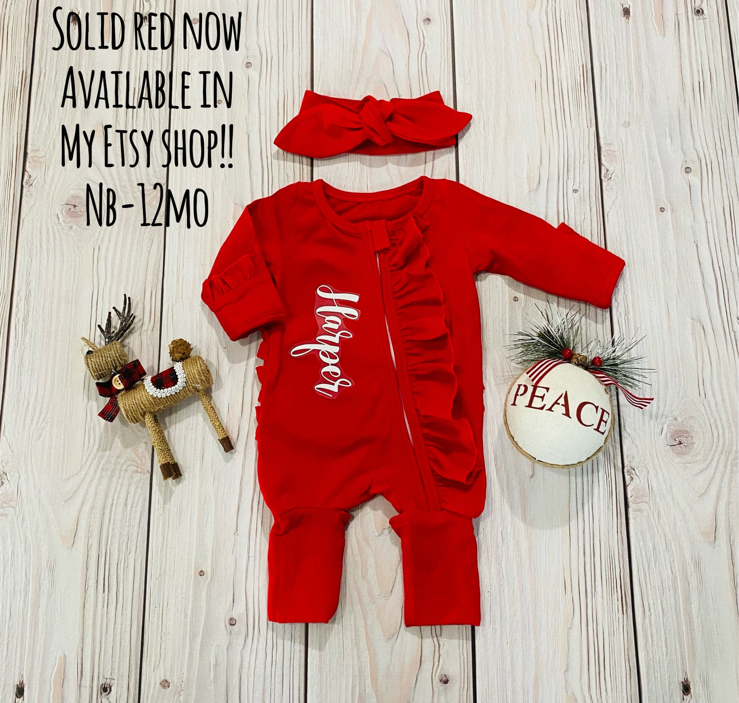 Baby girl Christmas footies romper