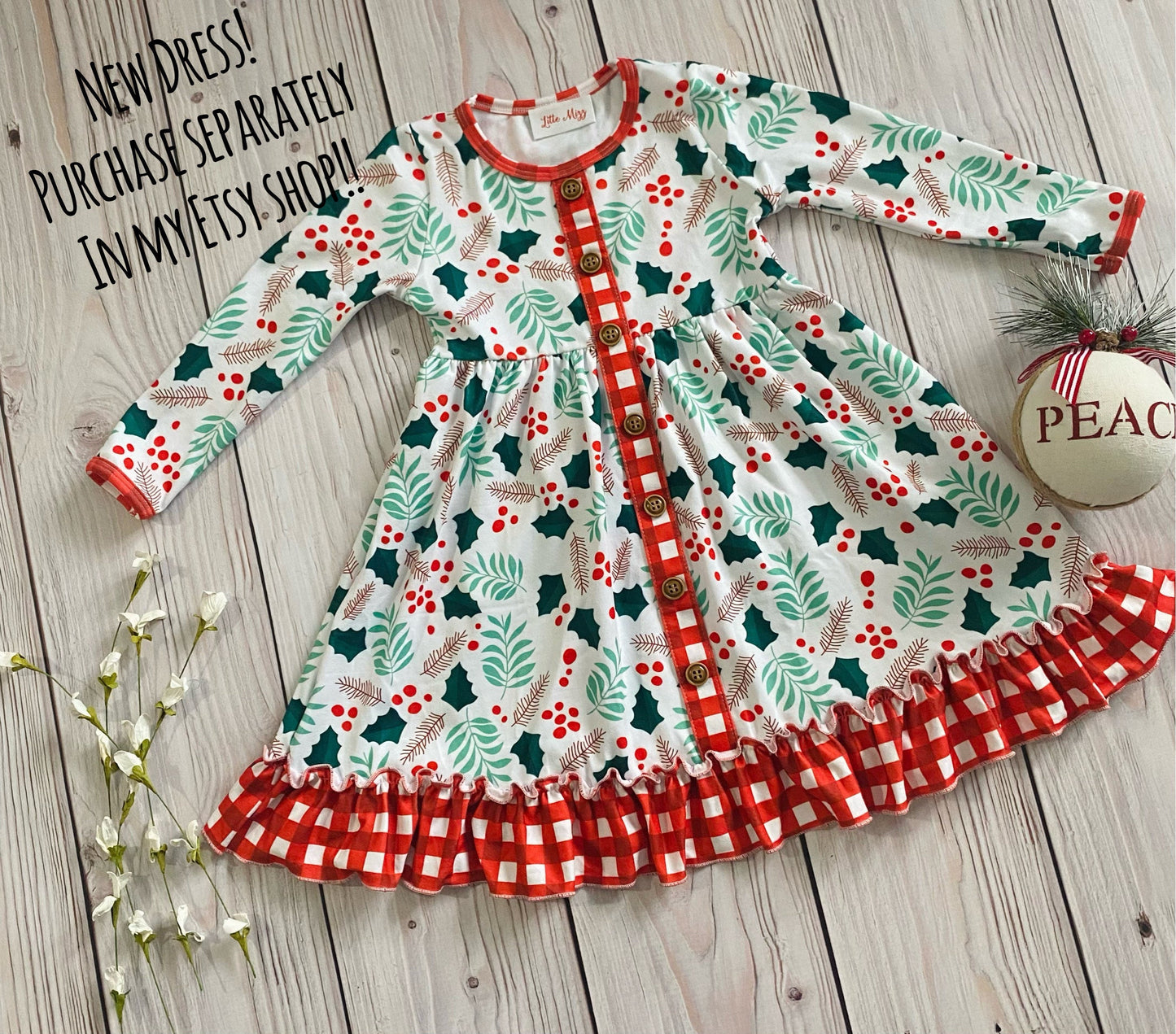 Baby girl Christmas footie pajamas, built in mittens and footies, newborn Christmas romper, Christmas pajamas, baby holiday outfit,