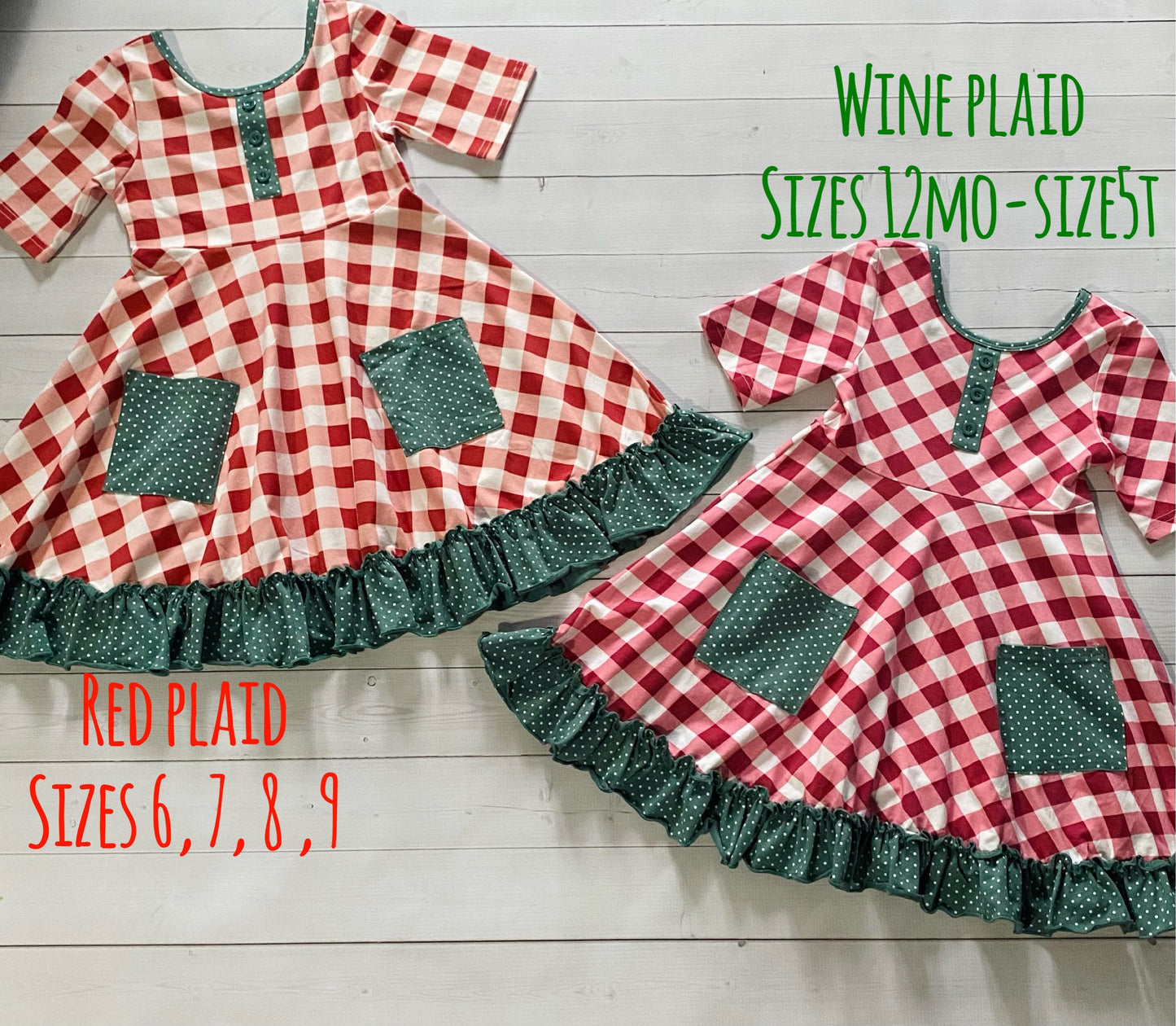 Girls red plaid Christmas dress