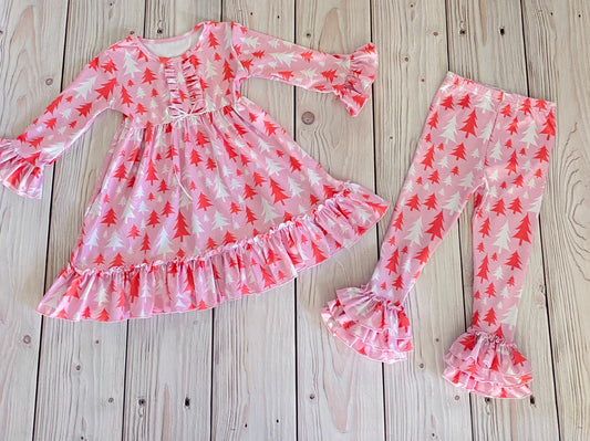 Girls Pink Christmas Gown Pajama set