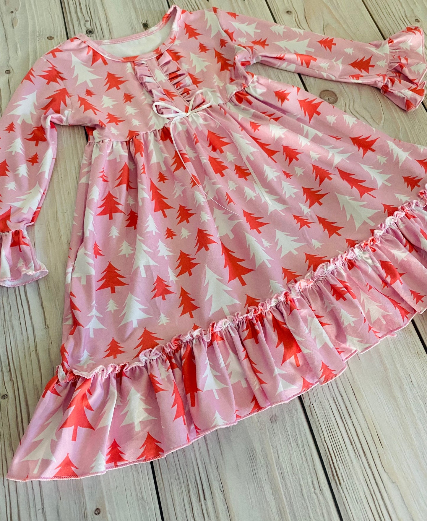 Girls Pink Christmas Gown Pajama set