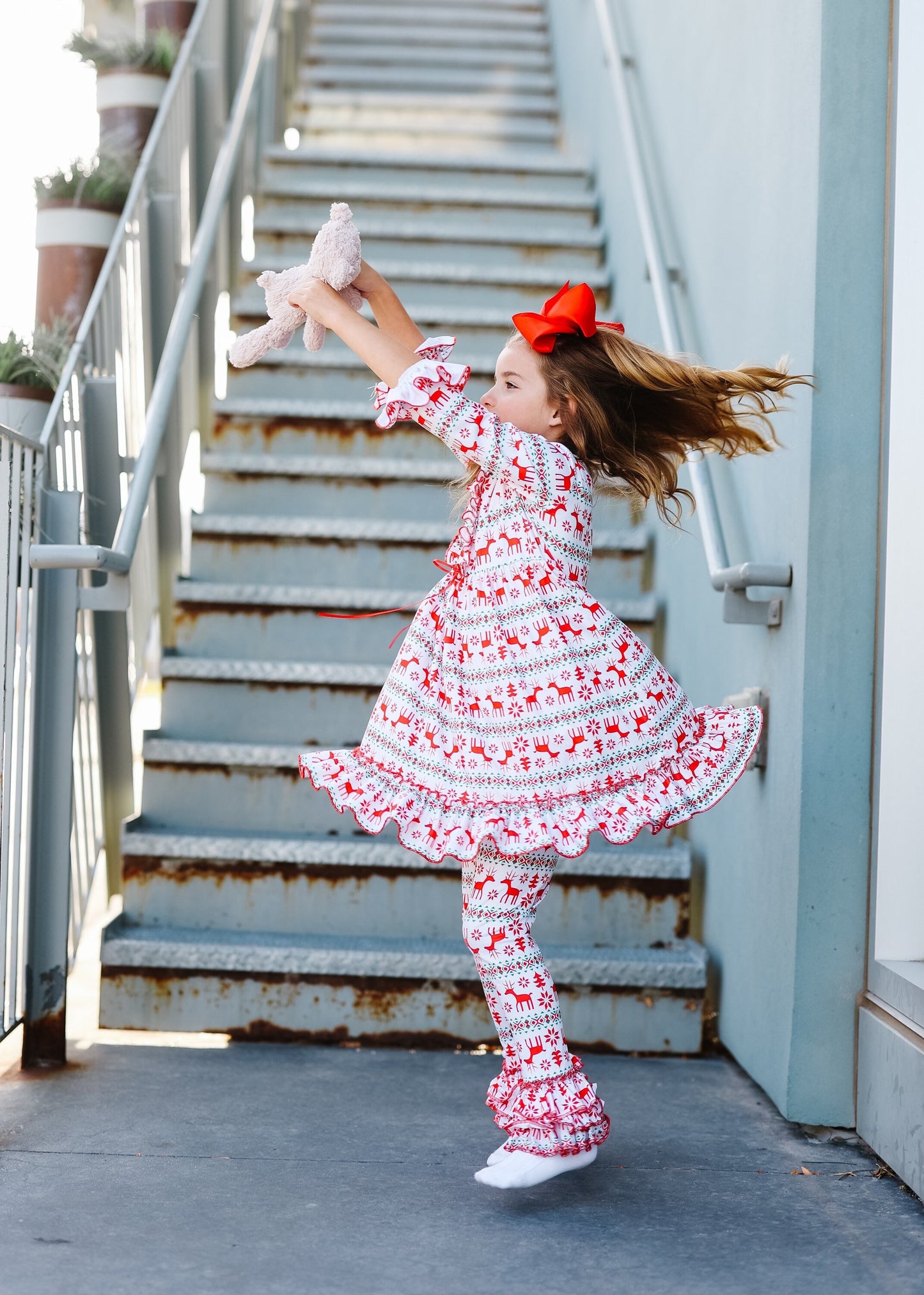 Girls Pink Christmas Gown Pajama set