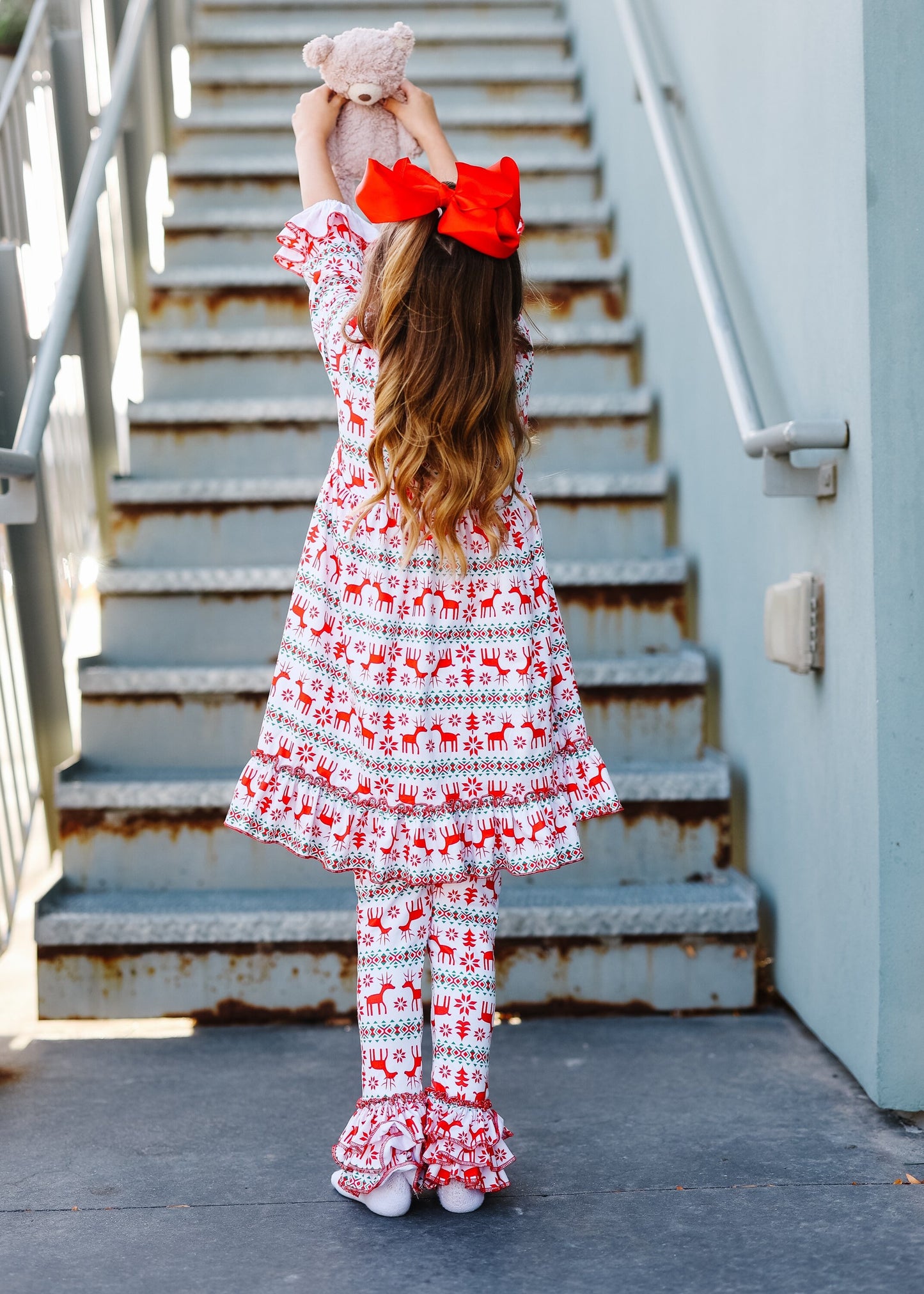 Girls Pink Christmas Gown Pajama set